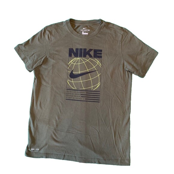 Men's T-shirt Nike Dri-FIT SS Tee Running Dark Green Camo MEDIUM EUC - Picture 1 of 7
